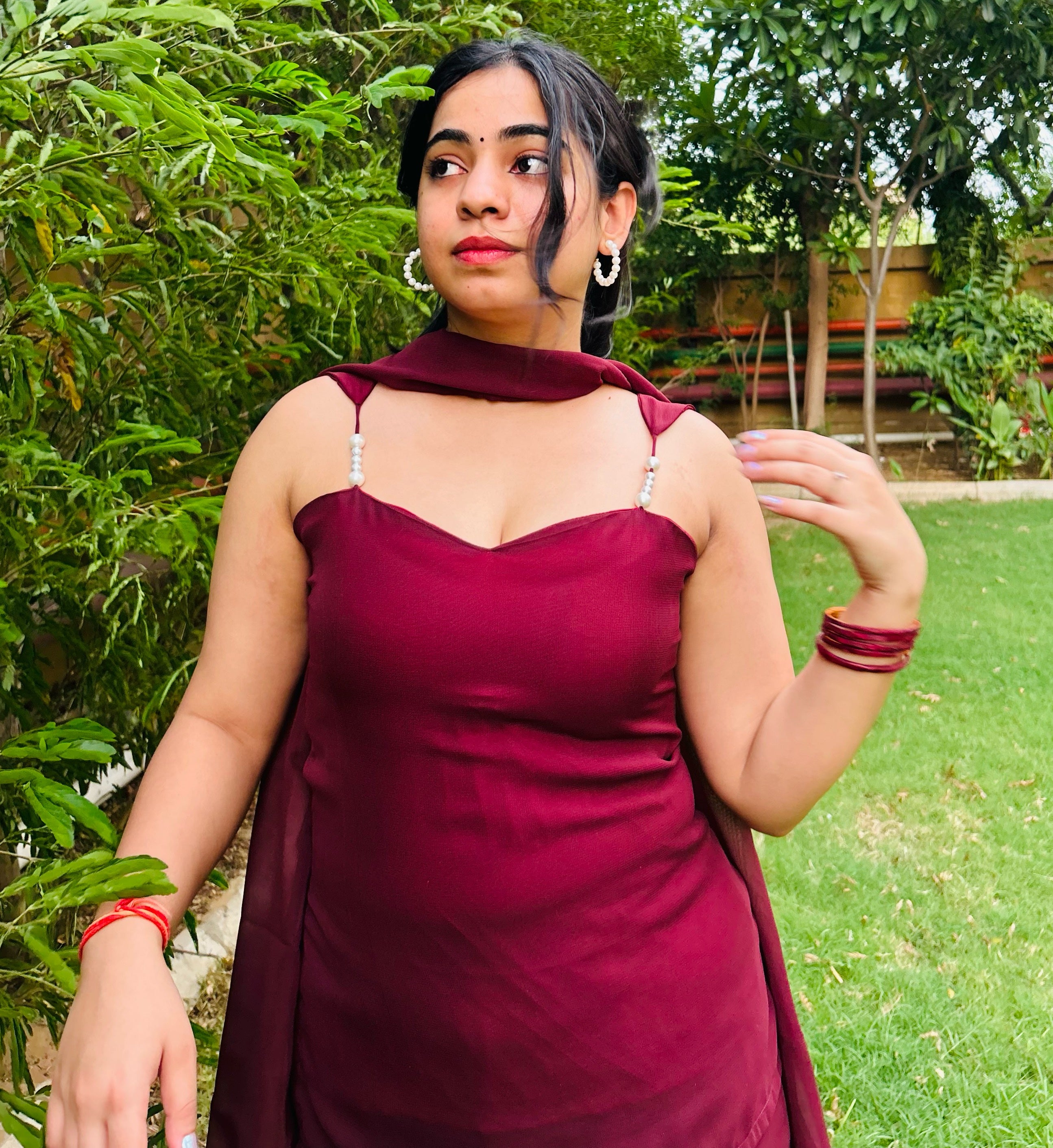 Riwaayat Wine Pearl Detailed 90s Set