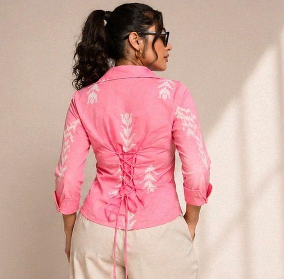 Pink Ikat Button-Down Shirt